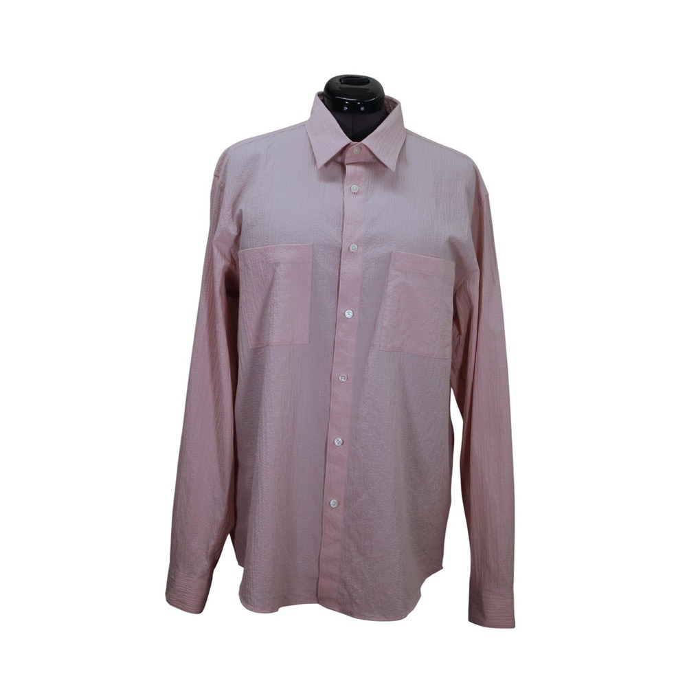 Theory Irving 2P Ripstop Shirt Men's XL Pink Spring Casual Button Front Top